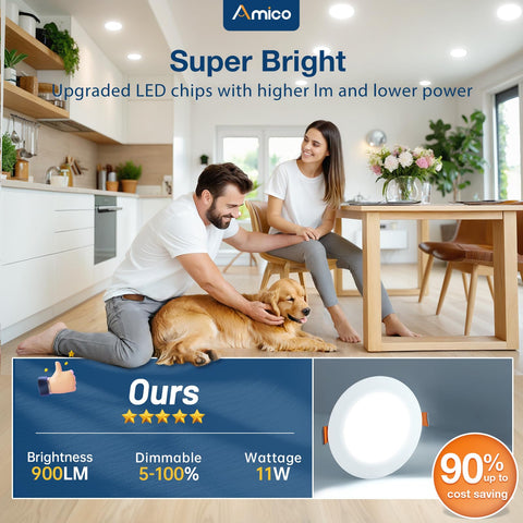 Amico IC-rated recessed light with J-box for safer insulation contact.