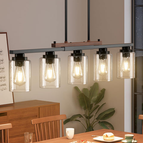 Amico kitchen island light with adjustable rods for versatile ceiling heights.