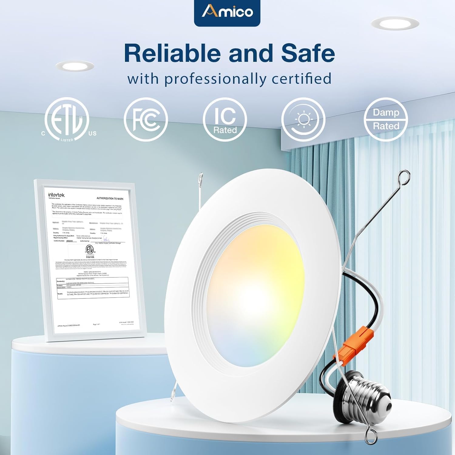 Amico LED can light showing 2700K to 6000K color temperature options