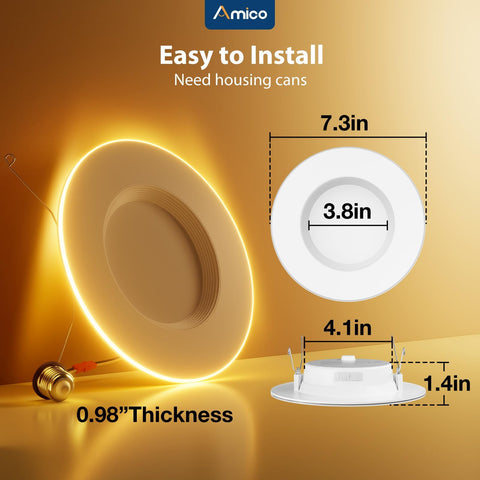Amico damp-rated downlight suited for kitchens, bathrooms, and hallways.