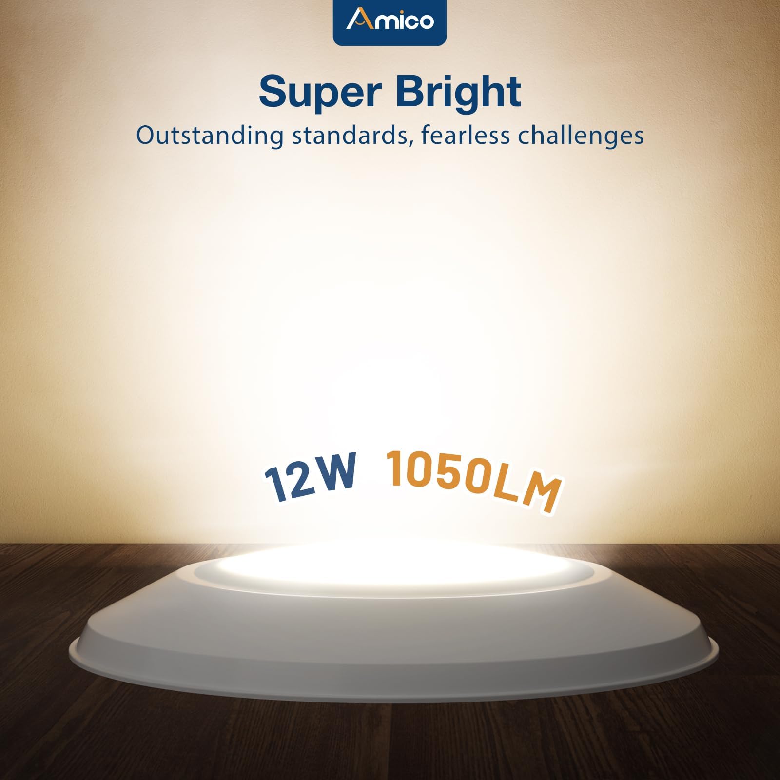 Amico selectable color temperature disk light adapts from warm to cool.