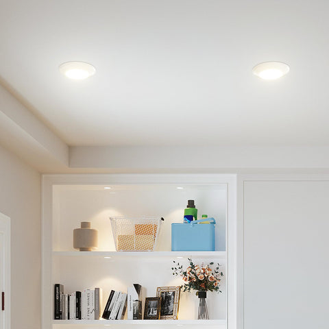 Amico round ceiling lights install flush for a clean low-profile ceiling.