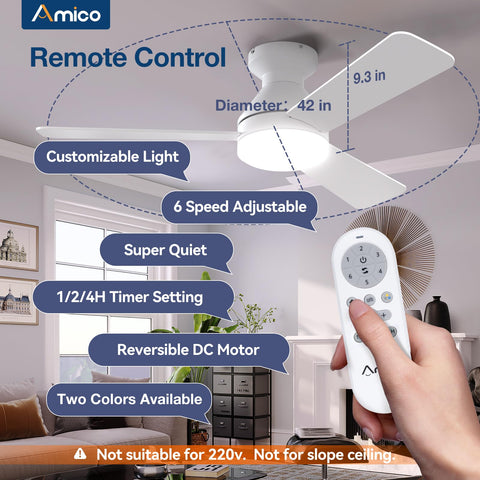 Amico low-profile flush mount demonstrates clean ceiling installation for modern rooms.