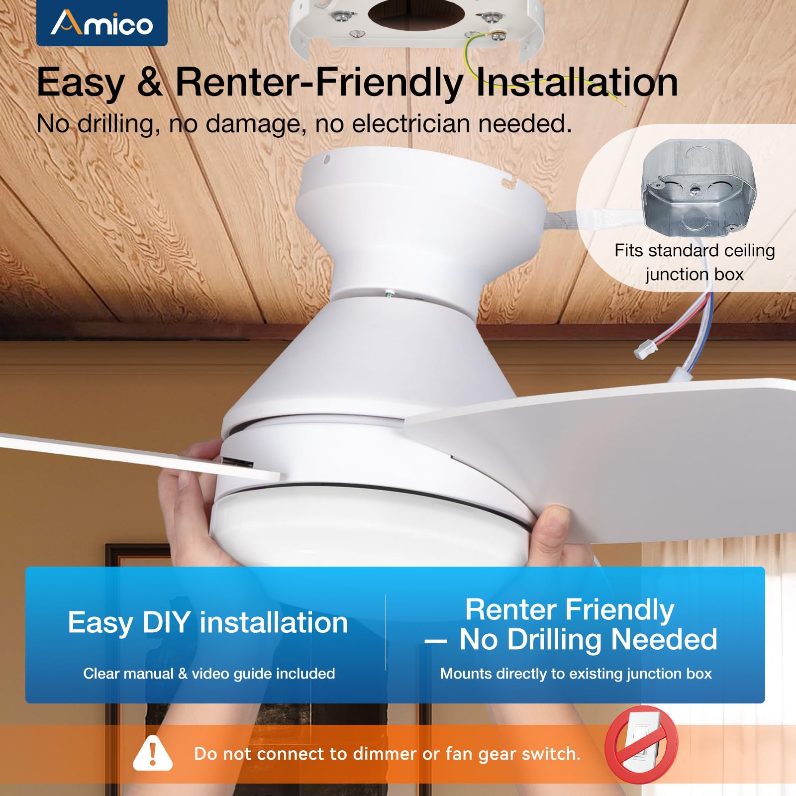 Amico memory function saves your preferred light and fan settings