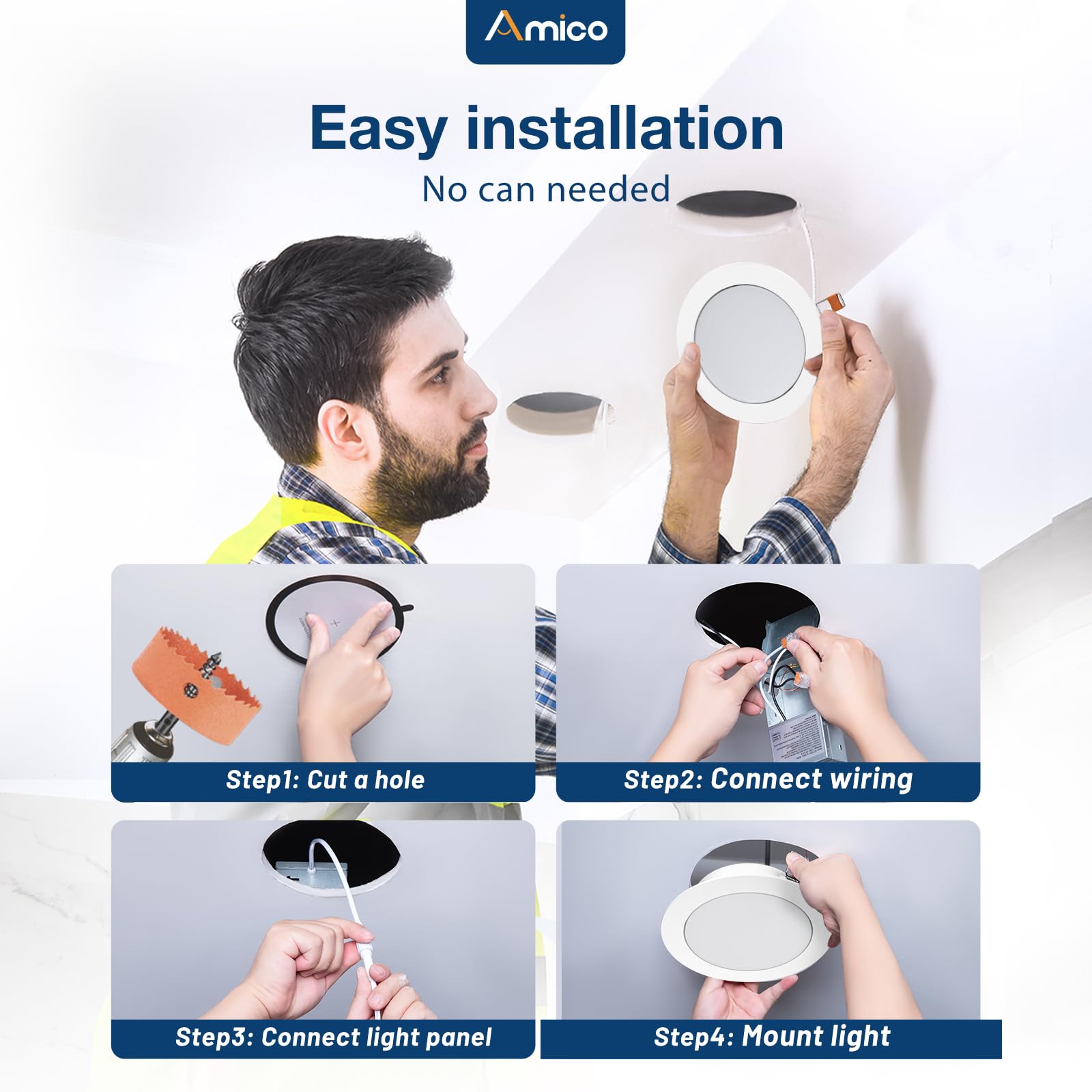 Amico durable metal construction provides reliable heat dissipation.
