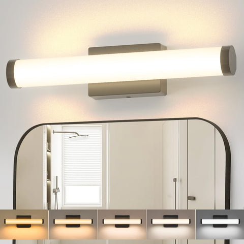 Amico vanity light 16-inch front view for bright, even bathroom illumination.