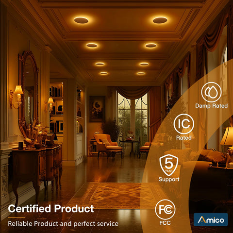 Amico night light amber glow supports safe navigation at night.