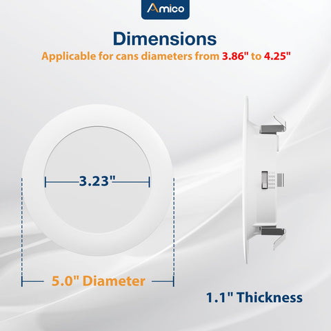 Amico 4-inch LED can lights show 5CCT range for flexible ambience.