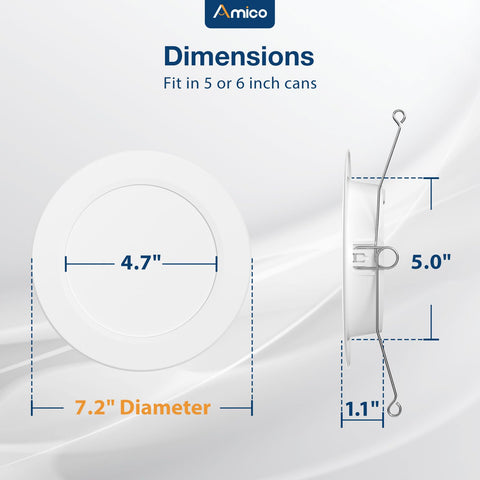 Amico recessed lighting retrofit with universal E26 base for easy installation.