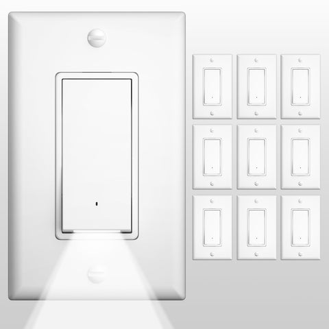 Amico single-pole switch with night light guiding hallways at night.