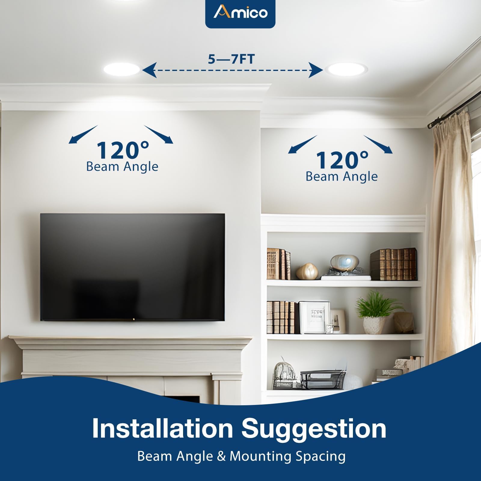 Amico trim kit for a seamless, flush ceiling look.