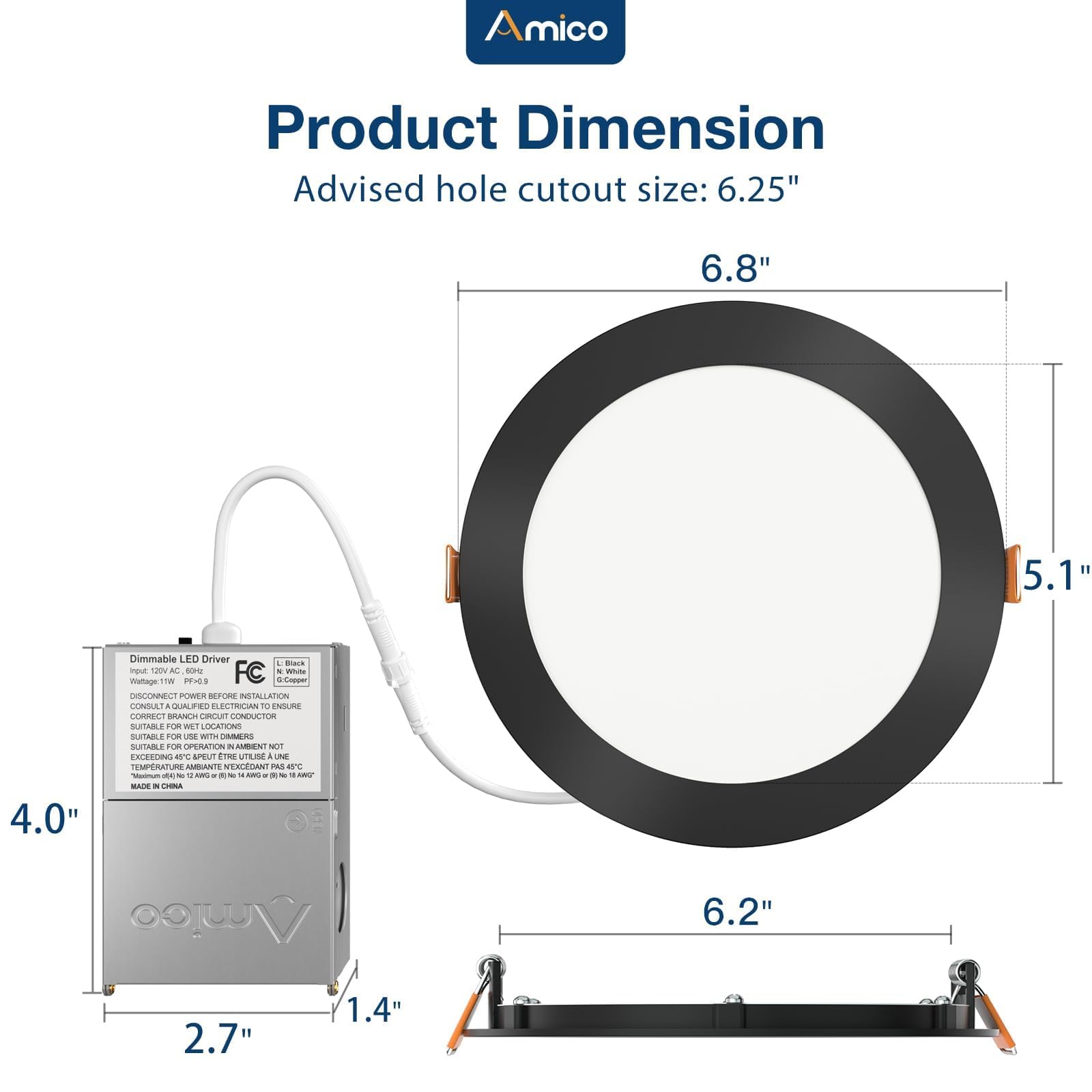 Amico ultra-thin downlight shows a space-saving ceiling fit.