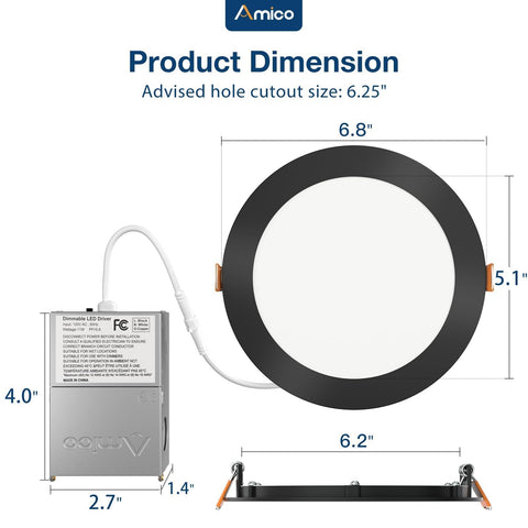 Amico ultra-thin downlight shows a space-saving ceiling fit.