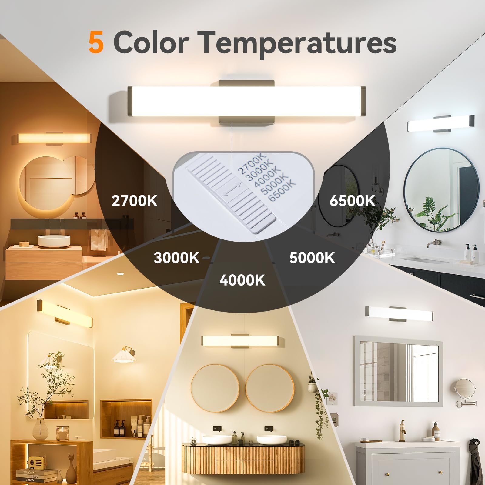 Amico vanity light dimmable LED for smooth brightness control and energy efficiency.