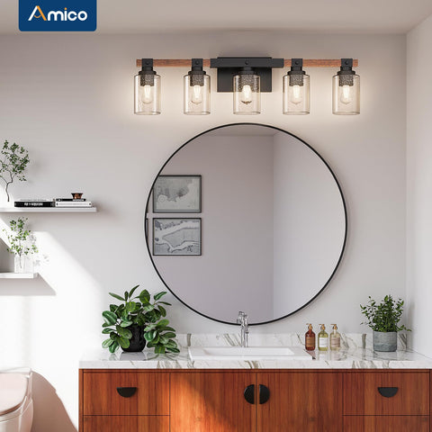 Amico wood-finish frame highlights rustic farmhouse charm.
