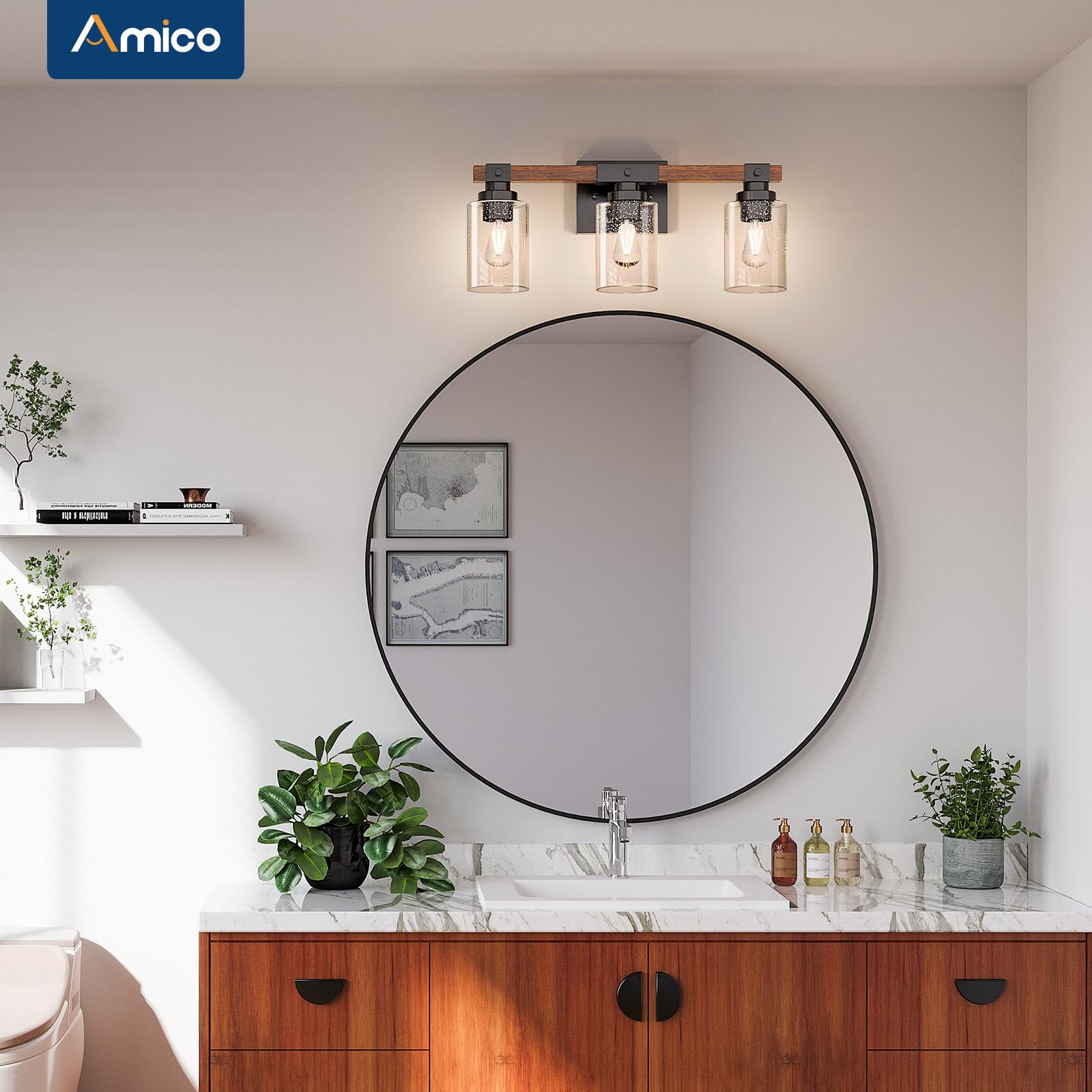 Amico wood-like finish detail highlighting textured rustic frame