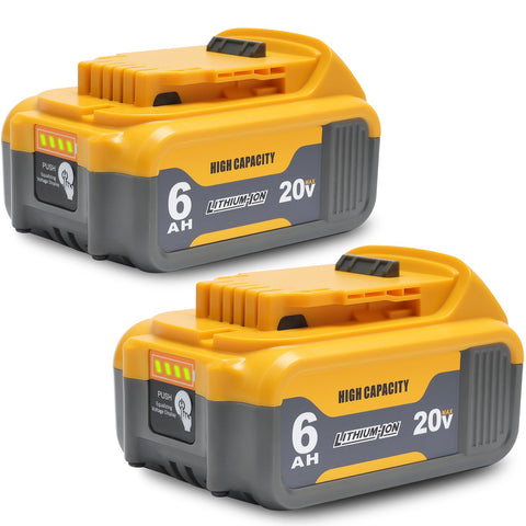 AMICROSS 2Pack 6.0Ah battery front view showing extended runtime for 20V tools