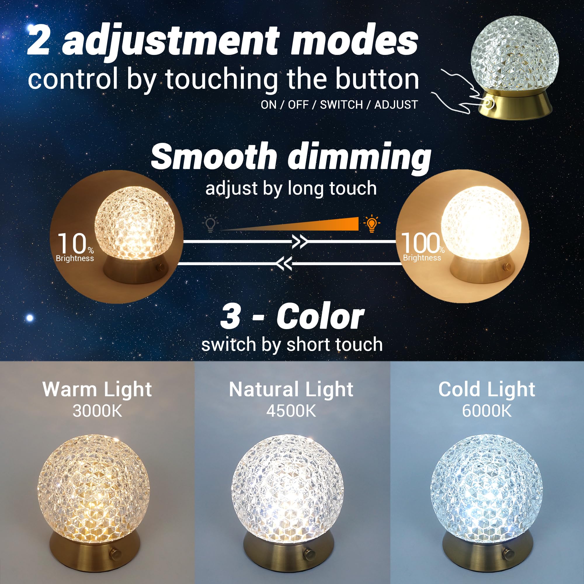 Amingulry cordless table lamp cold light for bright writing.