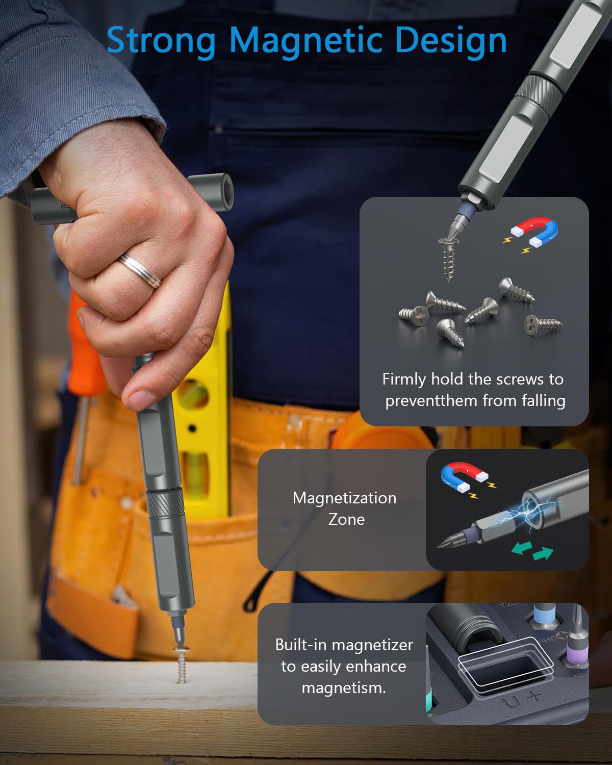 AMIR 42-in-1 ratchet screwdriver set with 8 long bits for extended reach.
