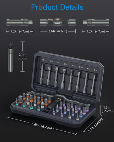 AMIR 42-in-1 ratchet screwdriver set includes built-in magnetization chamber.