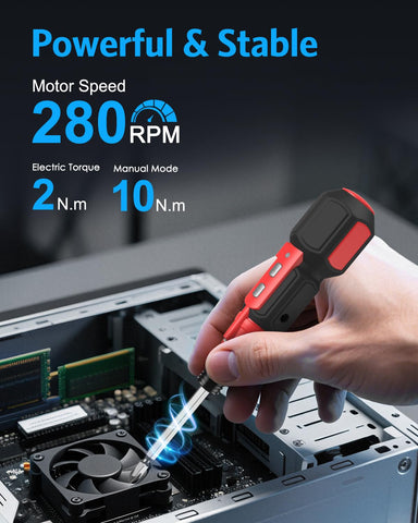 AMIR cordless screwdriver with LED work light for dim areas