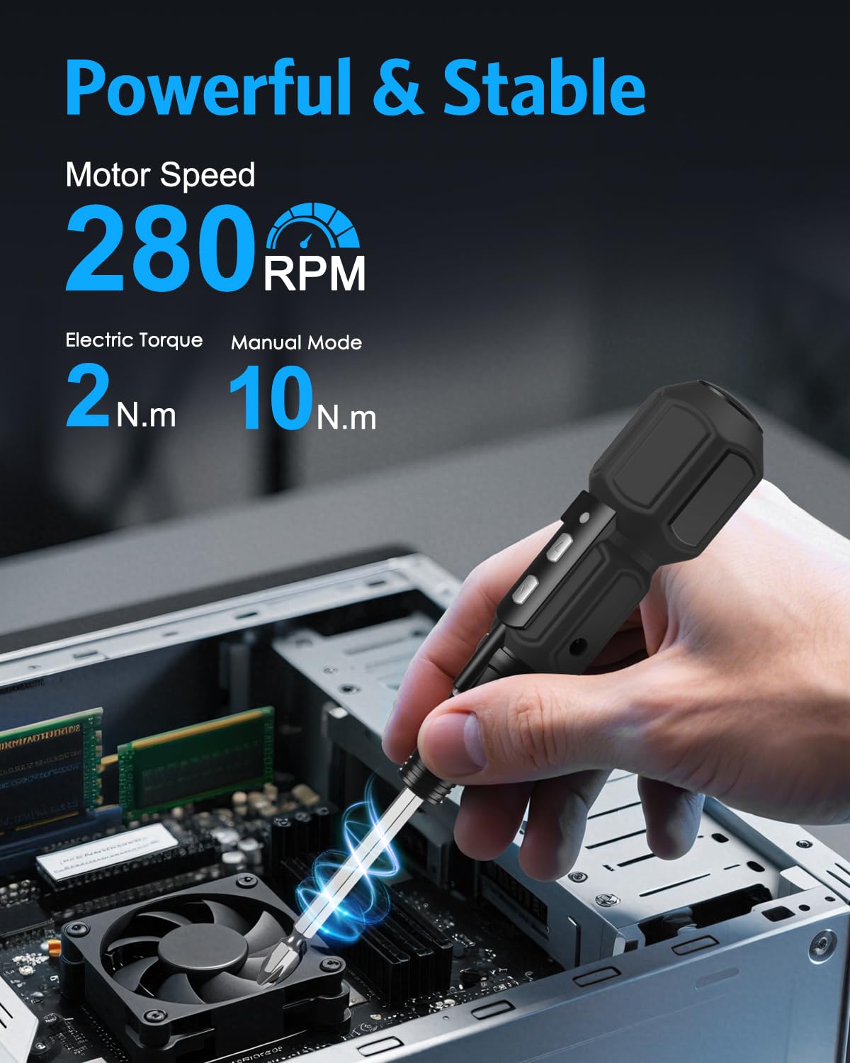 AMIR cordless screwdriver charging via USB for quick power on the go