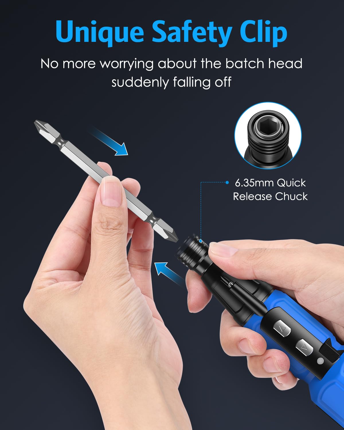 AMIR Power Screwdriver includes eight bits for versatility