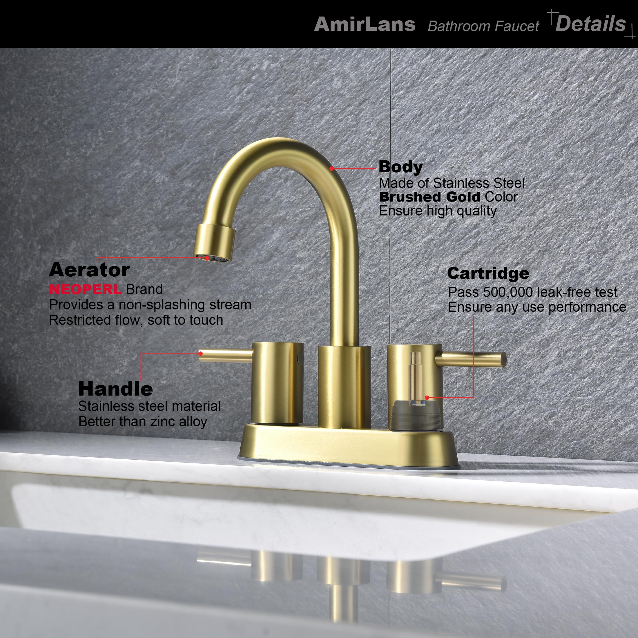 AmirLans faucet demonstrates 2-hole to 3-hole compatibility installation.