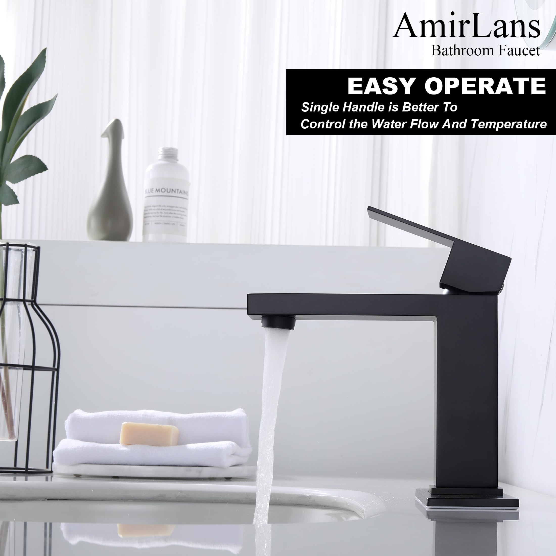AmirLans AML-1141-BK with deck plate for 3-hole compatibility.