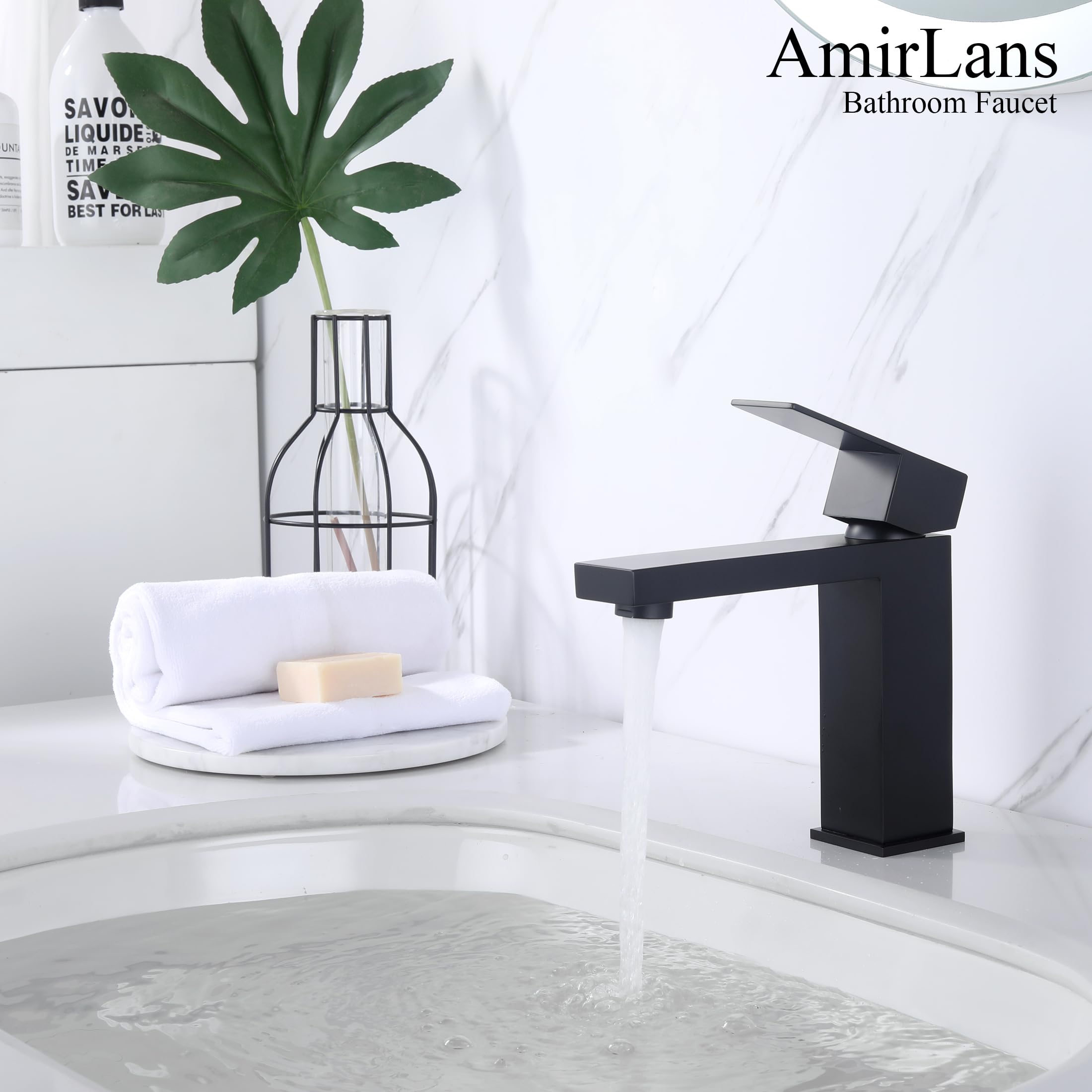 AmirLans AML-1141-BK includes 23.6-inch PEX hose for flexible connections.