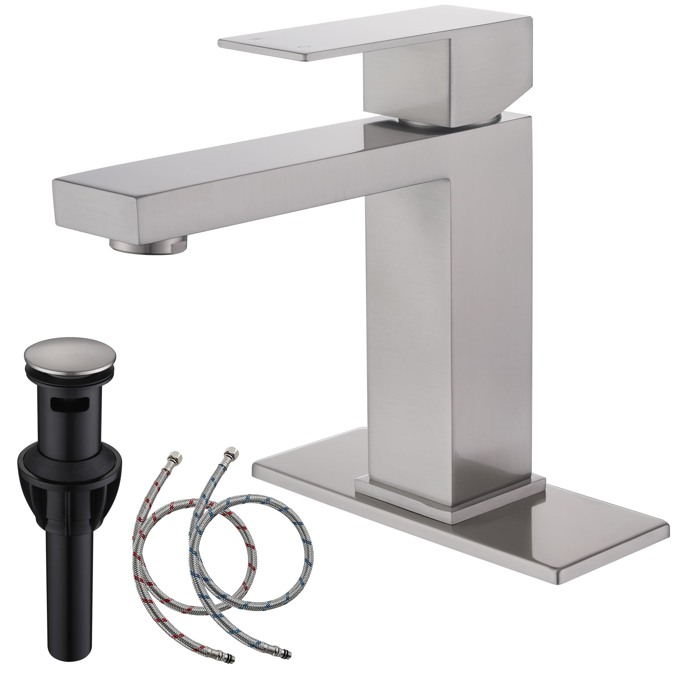 AmirLans single-hole faucet in brushed nickel for a modern bath update