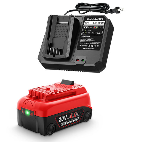 Amityke 4.0Ah V20 replacement battery for Craftsman tools with indicators.