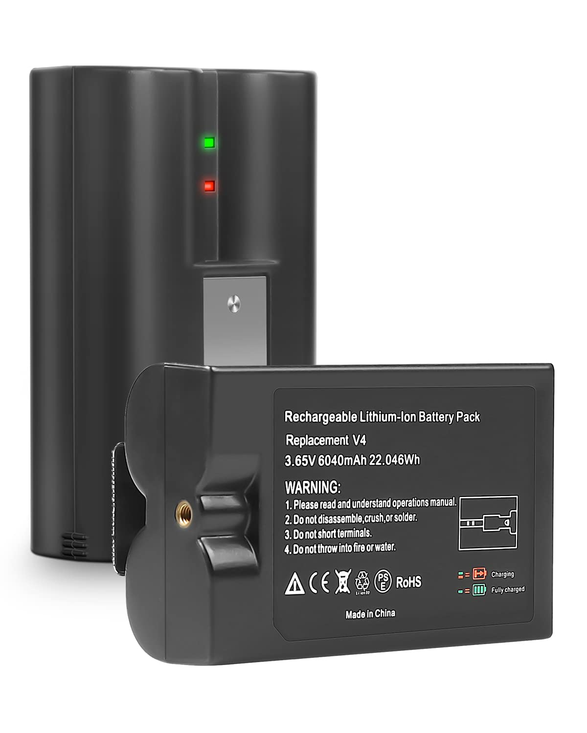 Amityke Ring battery 2-pack charging port for convenient micro-USB charging