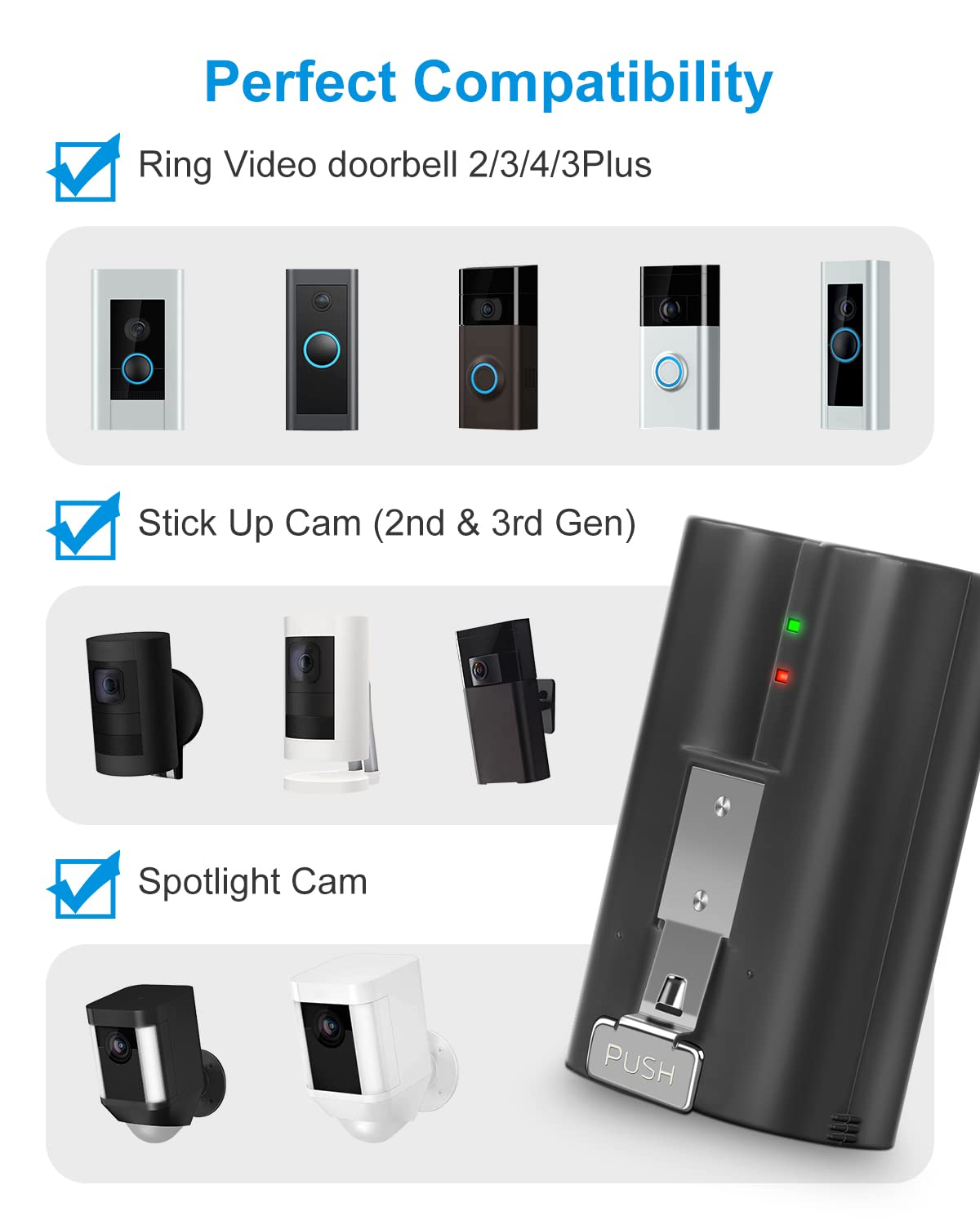 Amityke Ring battery 2-pack dual charger option for faster recharging