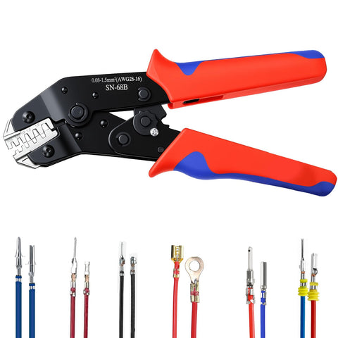 Amliber 6-in-1 crimping tool front view, compact design for precise terminals.