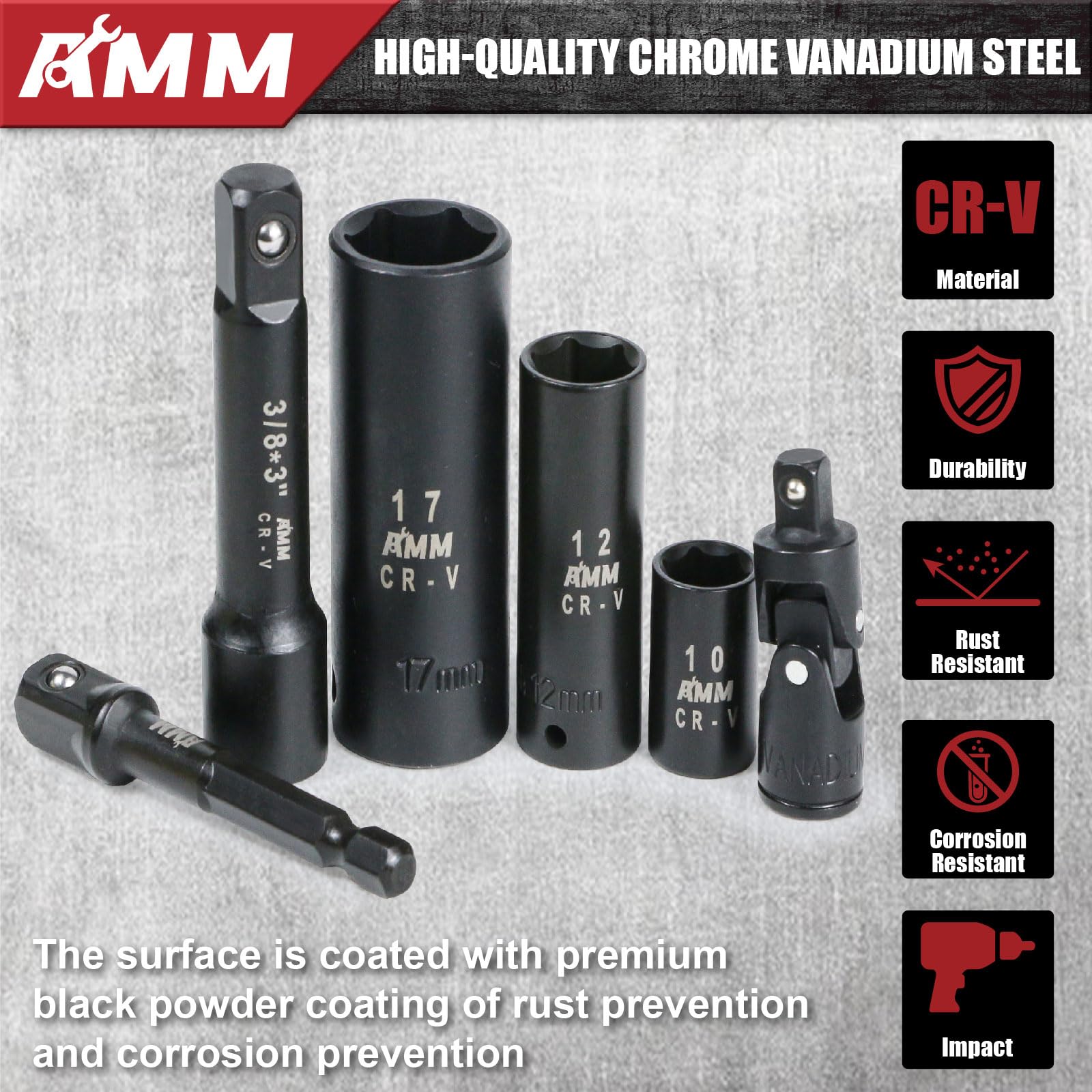 AMM 6-point design protects fasteners during high-torque use