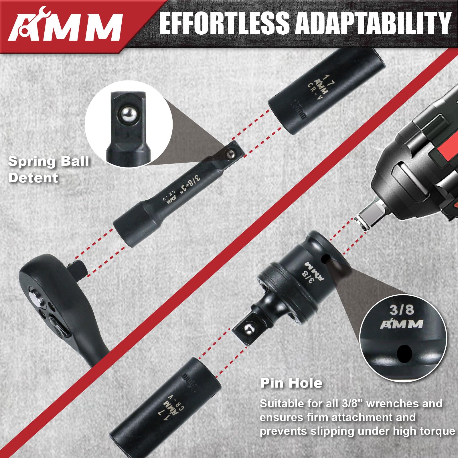 AMM extension bars reach tight spots for efficient assembly and disassembly