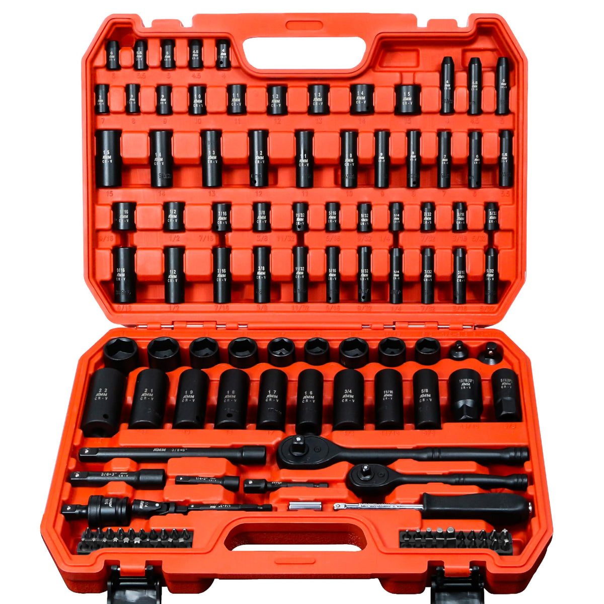 AMM 123Pcs impact socket set with quick-release ratchet for fast automotive work