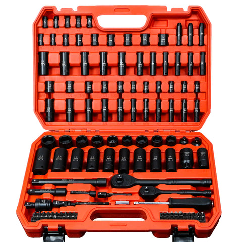 AMM 123Pcs impact socket set with quick-release ratchet for fast automotive work