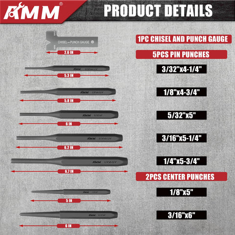 AMM taper punches row, precise alignment for holes