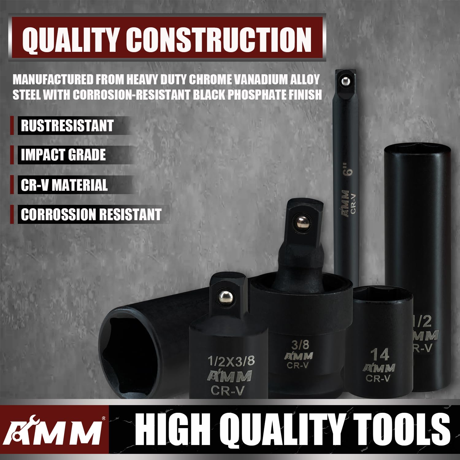 AMM 6-inch drive extension bar extends reach in tight spaces.