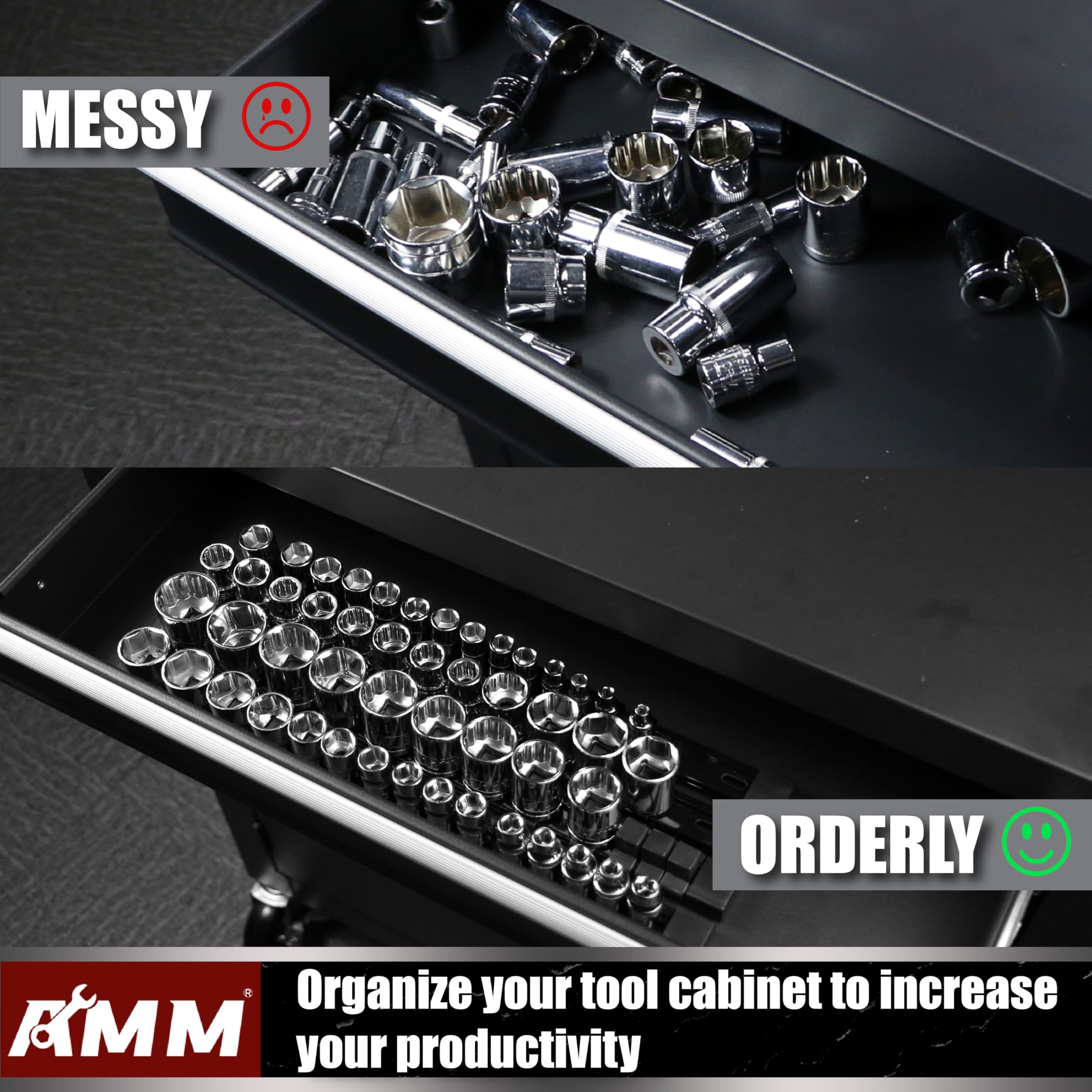 AMM removable end caps enable resizing and simple cleaning.