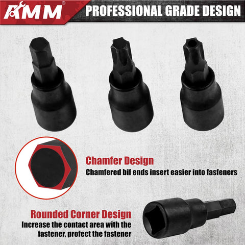 AMM chamfered Allen and Torx bits protect fasteners during use.