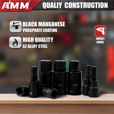 AMM engraved size markings on bits and sockets for quick identification.