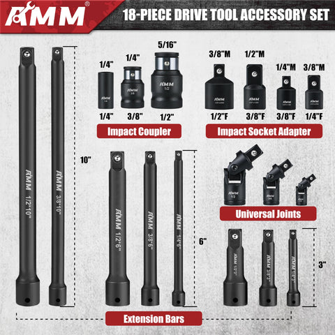 AMM extension bar for 1/4-inch drive, 6-inch length, ideal for mid-reach tasks.