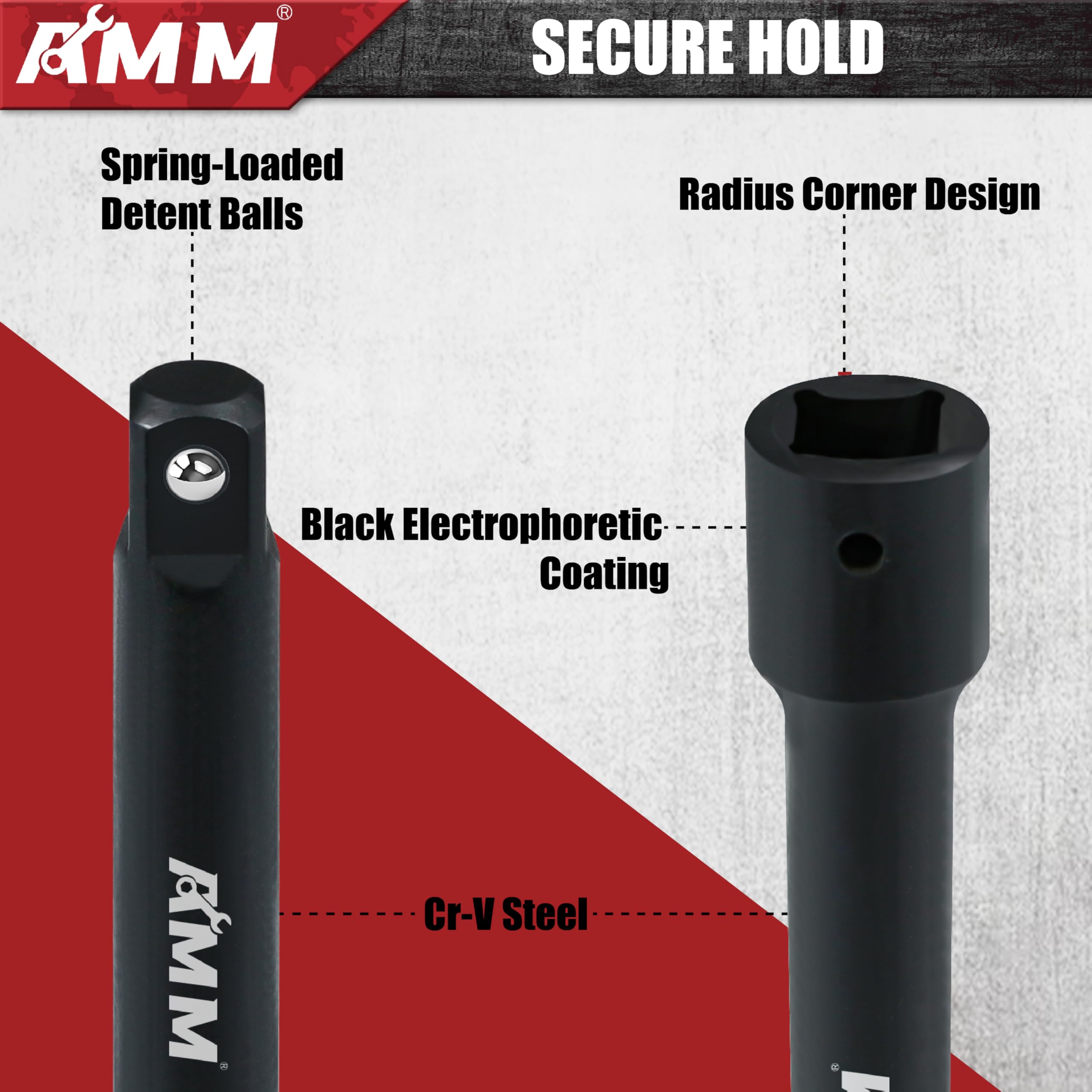 AMM extension bar for 3/8-inch drive, 3-inch length, helps access confined spots.