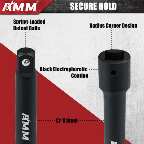 AMM extension bar for 3/8-inch drive, 3-inch length, helps access confined spots.