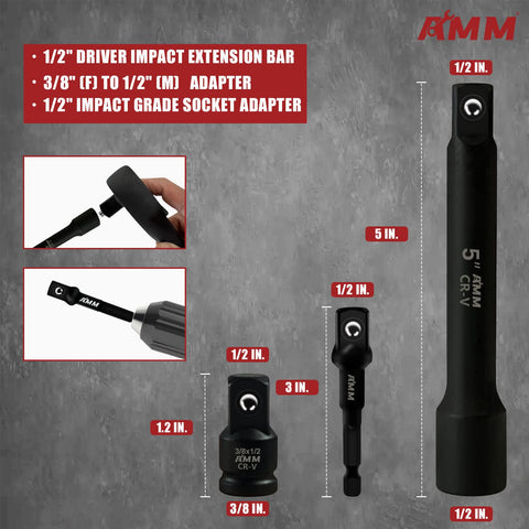 AMM five-inch extension bar aiding reach in tight spaces