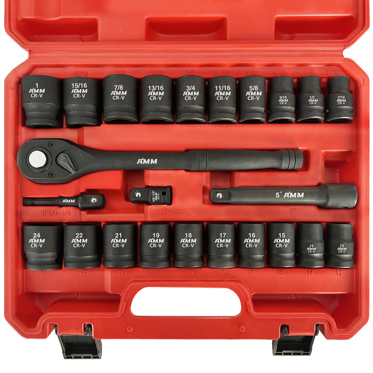 AMM half-inch drive master socket set in case for quick on-site use