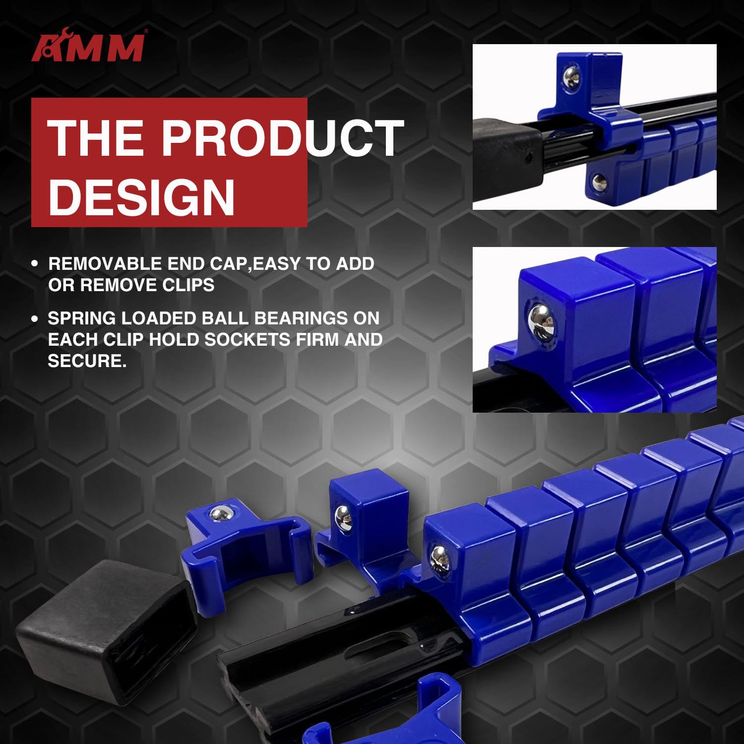 AMM socket organizer one-quarter drive rail for compact setups